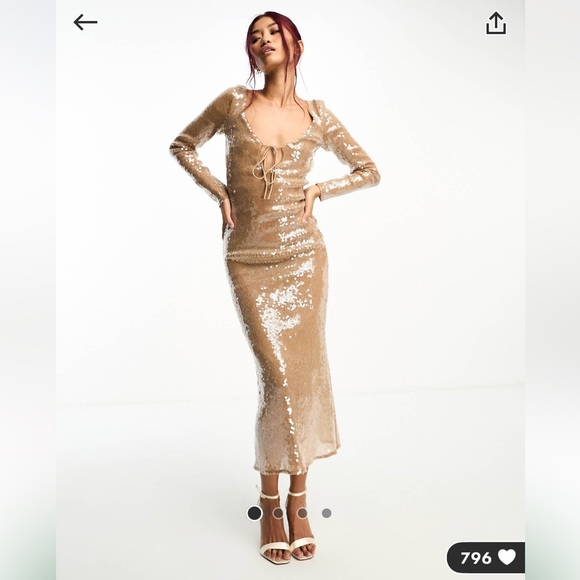 Bardot sequin midaxi dress is cream glazed sequin NWT- Size 4 - Picture 4 of 4